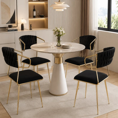 Esszimmerstuhl 2er Set Samt – Moderner Polsterstuhl mit Gold-Metallgestell & Ergonomischer Sitzschale