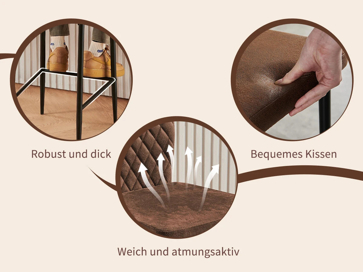 Barhocker 2er Set Kunstleder Schwarz – Drehbarer Tresenstuhl mit Höhenverstellung & Rückenlehne