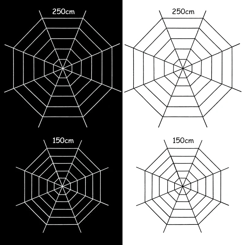 Halloween Spinnennetz Deko Schwarz Weiß 1.5m 2.5m – Spukhaus Dekoration für Garten & Party