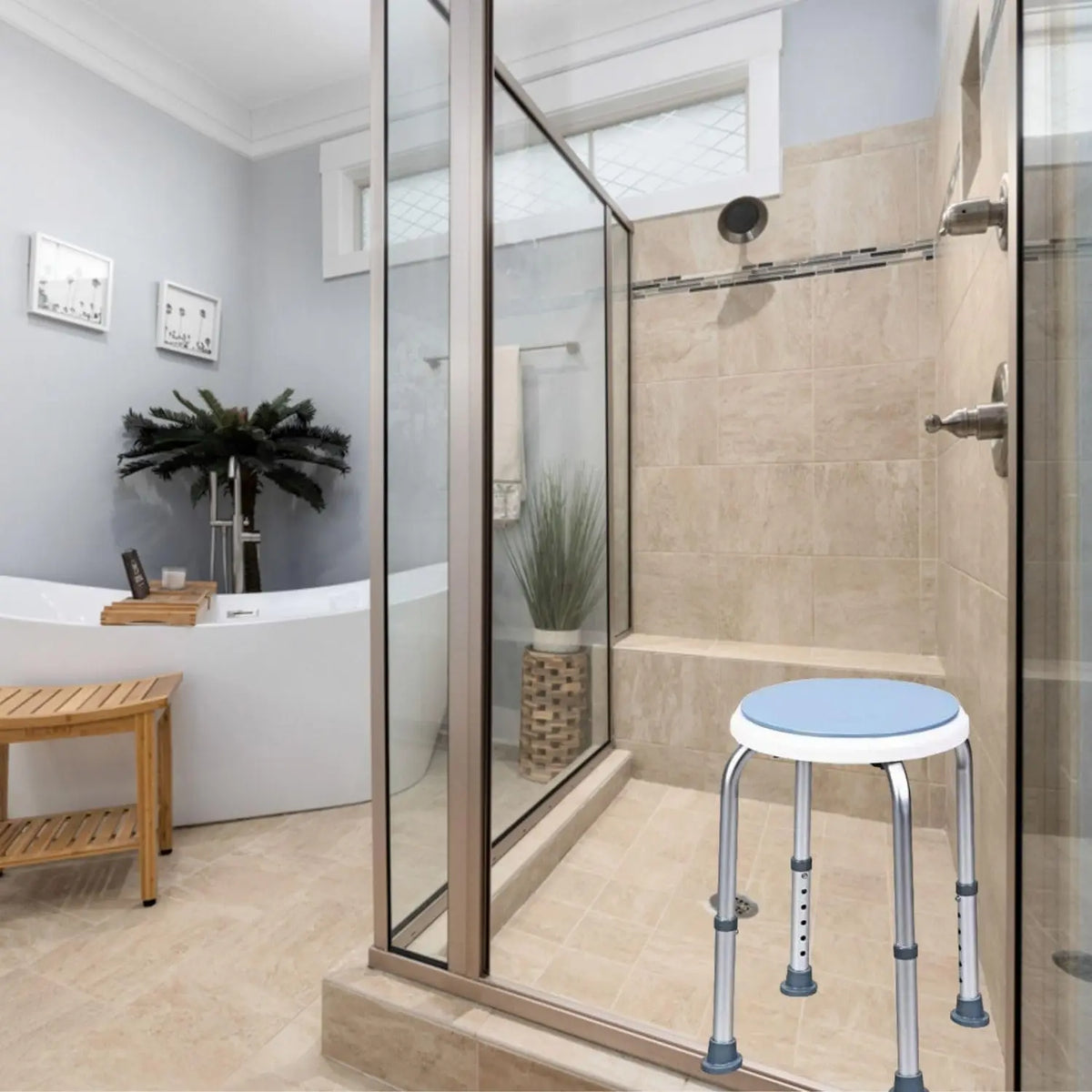 Duschhocker Höhenverstellbar Drehbar 136kg – Ergonomischer Duschstuhl für Senioren