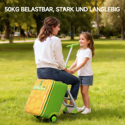 Kinderkoffer zum Draufsitzen 3 in 1 mit Buggy Funktion – Rollkoffer Kinder 38L Handgepaeck