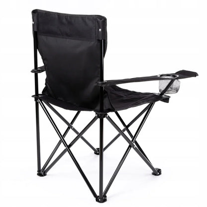 Campingstuhl Klappbar Schwarz – Moderner Faltstuhl mit Getraenkehalter & Tragetasche fuer Outdoor & Camping bis 100kg