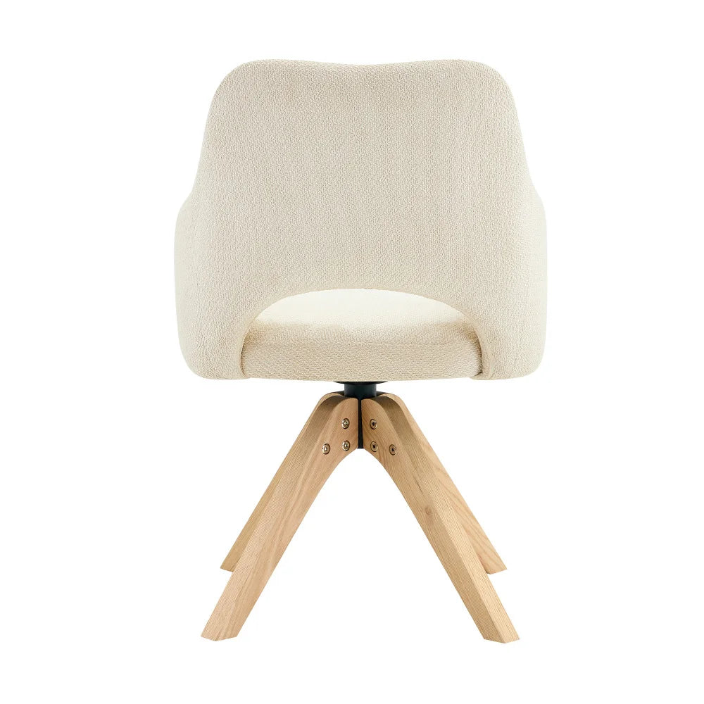 Drehbare Esszimmerstühle 2er Set Beige – Polsterstühle mit Massivholzbeinen & 360° Funktion