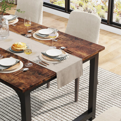 Esstisch Holzoptik Schwarz 160x80cm – Moderner Küchentisch aus Holz & Metall für 6 Personen
