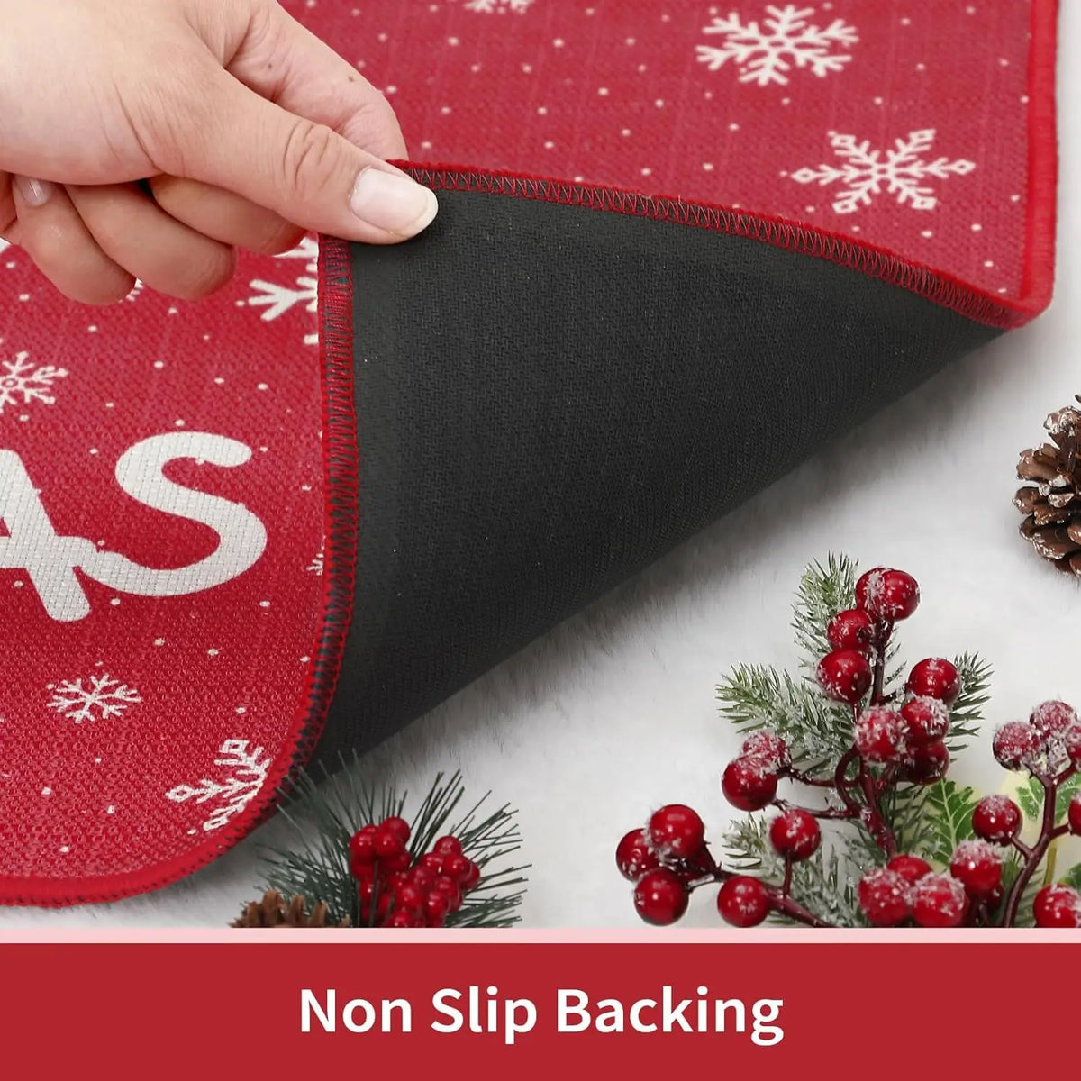 Weihnachten Fußmatte 50x80cm Waschbar – Roter Weihnachts-Abtreter für Eingang & Flur