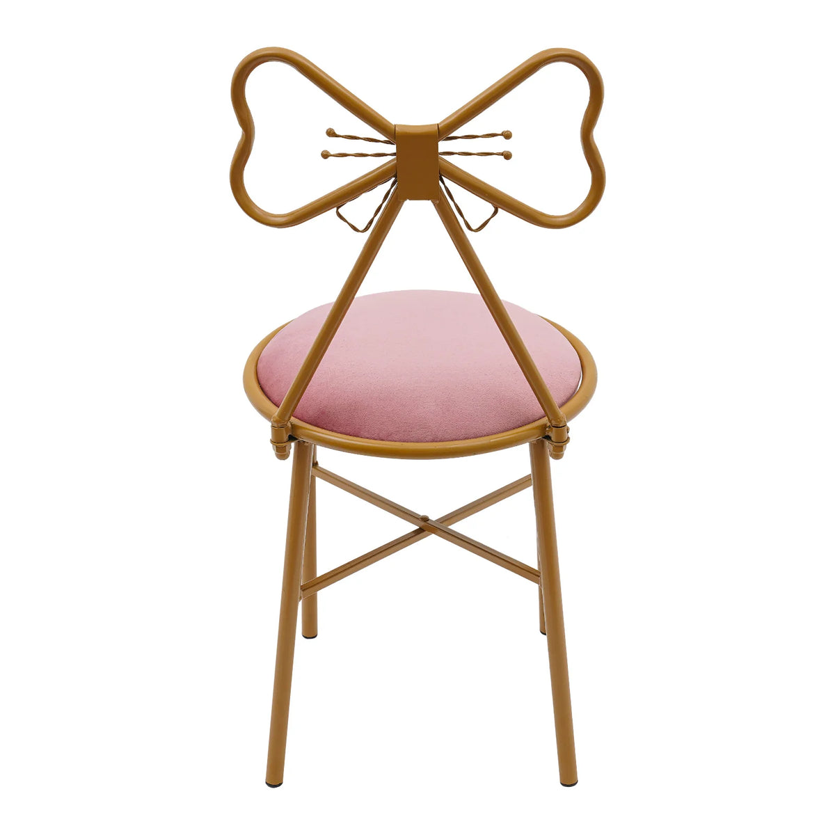 Schminktisch Stuhl Rosa mit Schmetterling Rückenlehne – Moderner Samt Kosmetikstuhl Gold