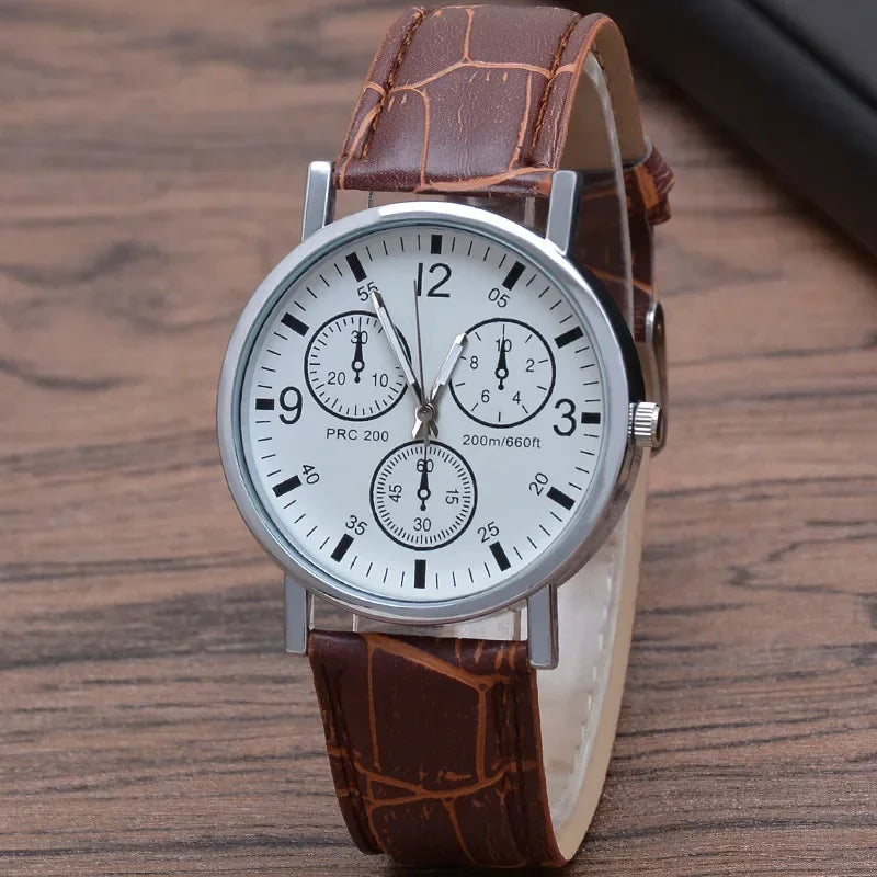 Herren Armbanduhr Schwarz Lederarmband – Minimalistische Analog Quarz Uhr