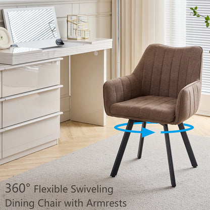 Drehbare Esszimmerstühle 2er Set Leinen – Moderne Polsterstühle mit Metalldesign & Ergo-Rückenlehne