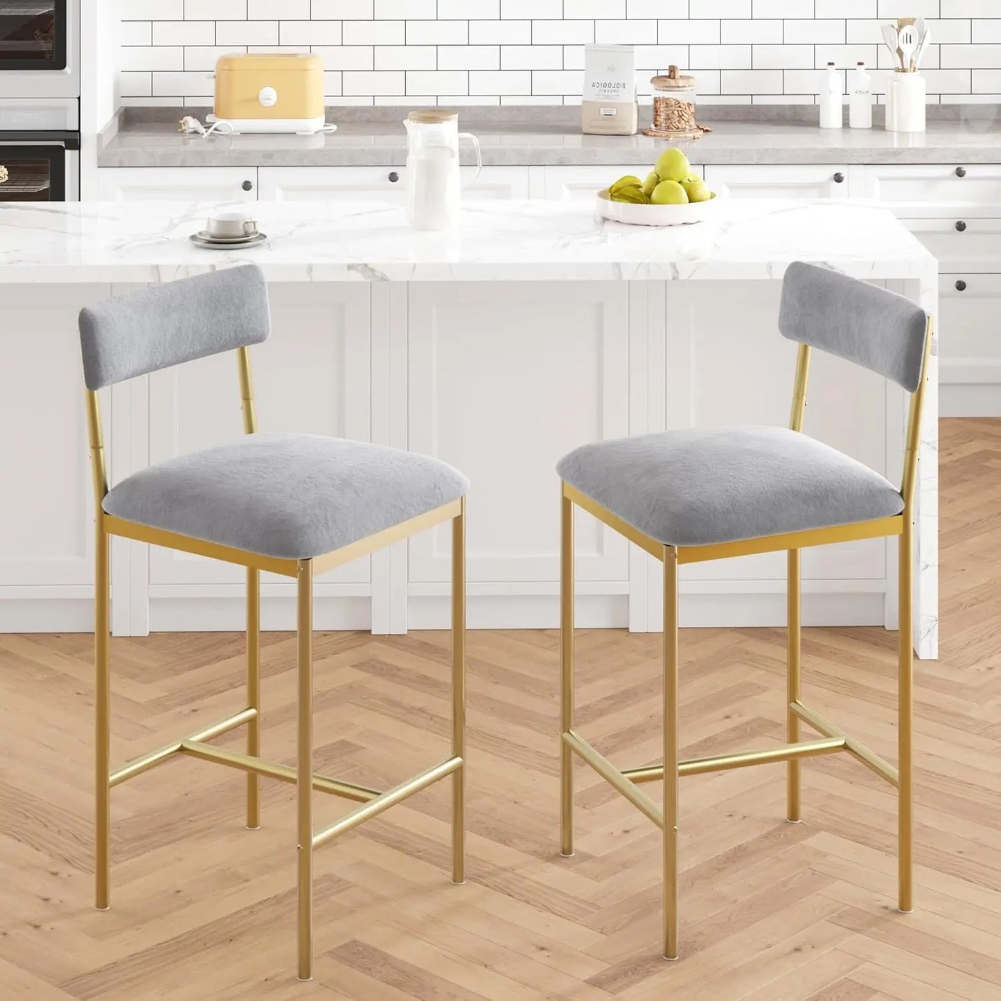 Modernes Stehtisch Set mit 2 Barhockern – Kompakte Esstisch Garnitur mit Regal für Küche