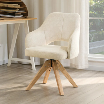 Drehbare Esszimmerstühle 2er Set Beige – Polsterstühle mit Massivholzbeinen & 360° Funktion