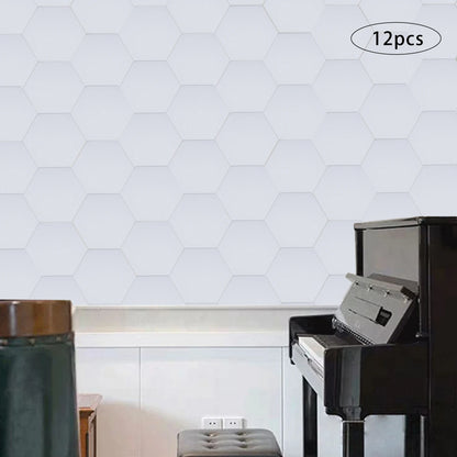 Hexagon Akustikpaneele 12er Set Selbstklebend 30x35cm – Weißer Schallschutz aus Polyester