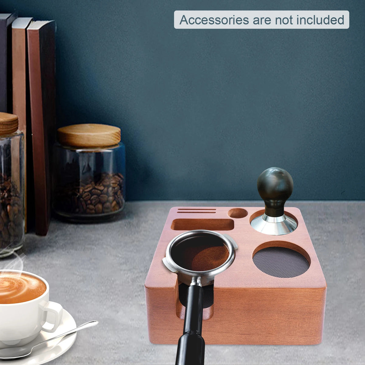 Kaffee Tamping Station Schwarz 51-58mm – Multifunktionaler Tamper Halter mit Abschlagbehälter