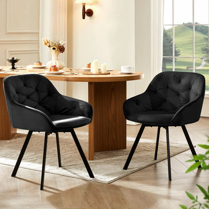 Esszimmerstuhl 2er Set Grau – Modernes 360 Grad Samt Drehsessel Set mit Armlehnen & Kohlenstoffstahl-Beinen bis 150kg