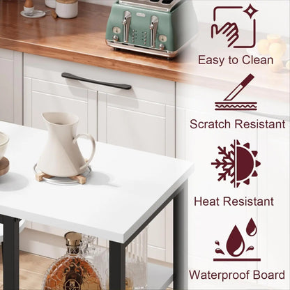 Bartisch Set 3-teilig mit 2 Barhockern – Modernes Stehtisch Set mit Regalfächern für Küche & Esstisch