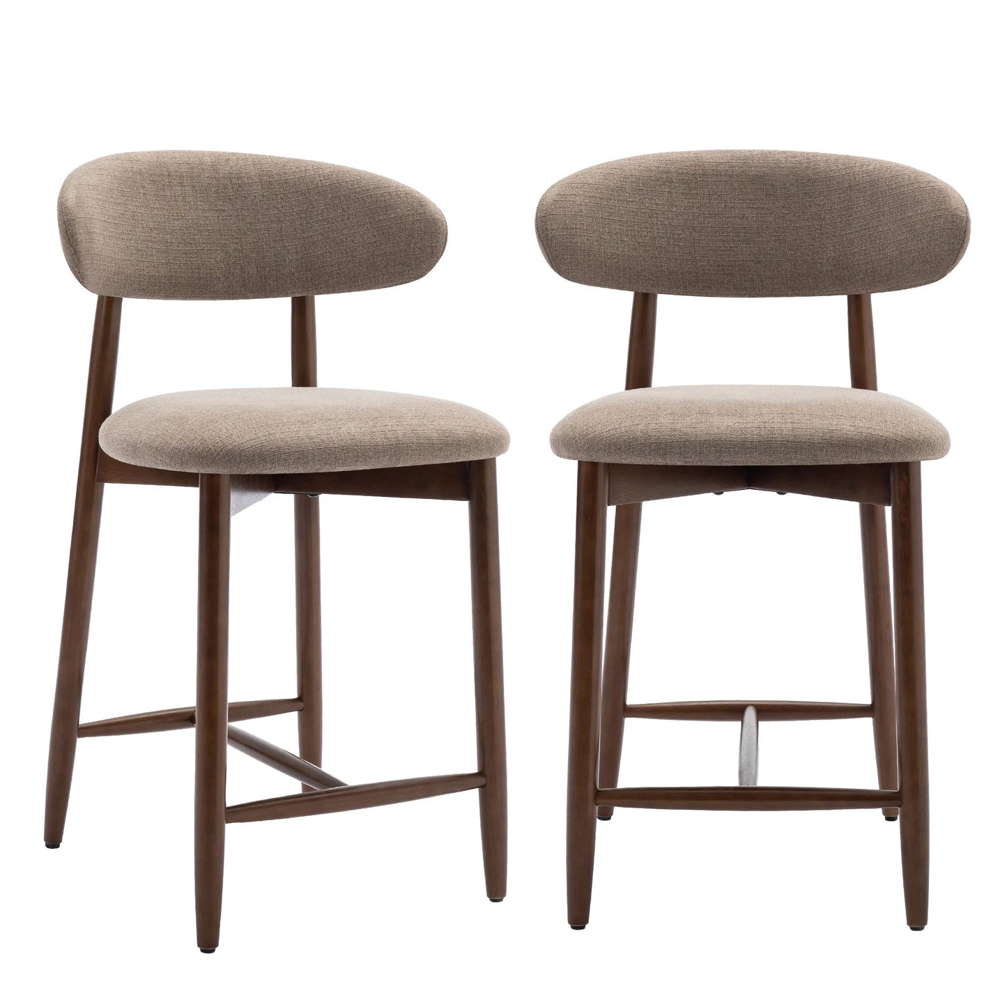 Barhocker 2er Set 64cm – Ergonomischer Polsterstuhl im Holzdesign fuer Kuecheninsel & Bar