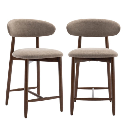 Barhocker 2er Set 64cm – Ergonomischer Polsterstuhl im Holzdesign fuer Kuecheninsel & Bar