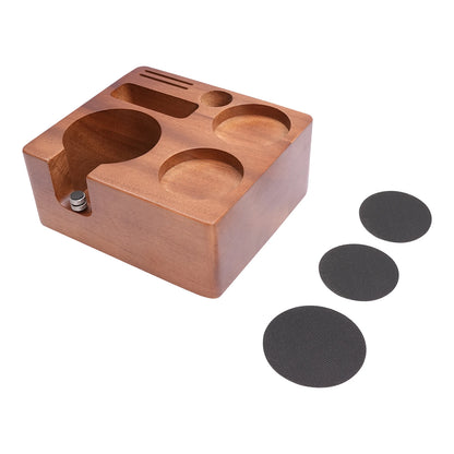 Kaffee Tamping Station Schwarz 51-58mm – Multifunktionaler Tamper Halter mit Abschlagbehälter