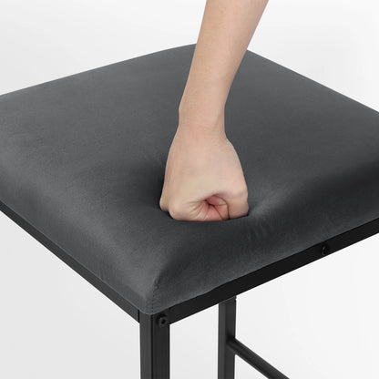 Barhocker 2er Set Samt Dunkelgrau – Ergonomische Tresenstühle 75cm Sitzhöhe mit Metallgestell