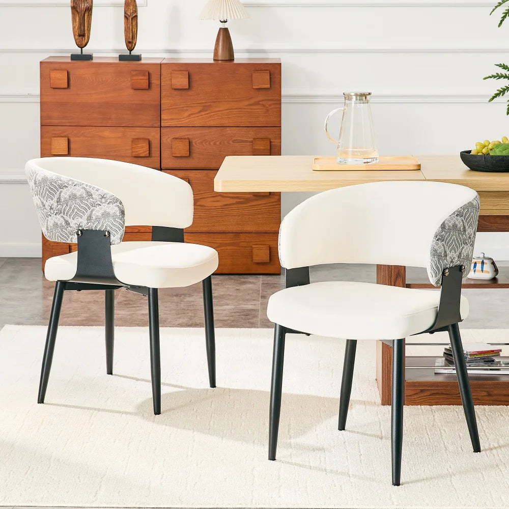 Retro Mid-Century Esszimmerstühle 2er Set Kunstleder – Polstersessel mit Armlehnen Metall