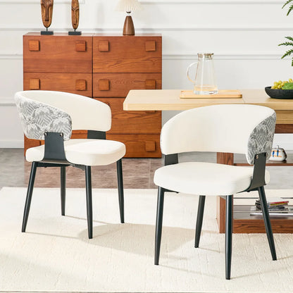 Retro Mid-Century Esszimmerstühle 2er Set Kunstleder – Polstersessel mit Armlehnen Metall