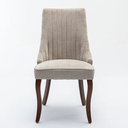 Esszimmerstuhl 2er Set Beige – Modernes Polsterstuhl Set aus Samt mit Nietenverzierung, Knopfung & Holzbeinen bis 127kg