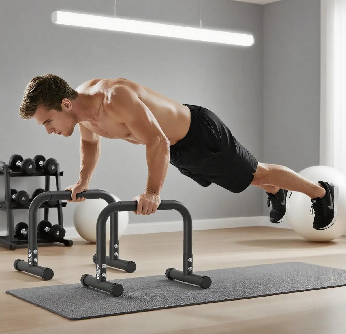 Minibarren Parallettes 36cm – Robustes Liegestützgriffe Set aus Stahl bis 180kg