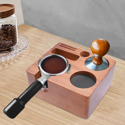 Kaffee Tamping Station Schwarz 51-58mm – Multifunktionaler Tamper Halter mit Abschlagbehälter