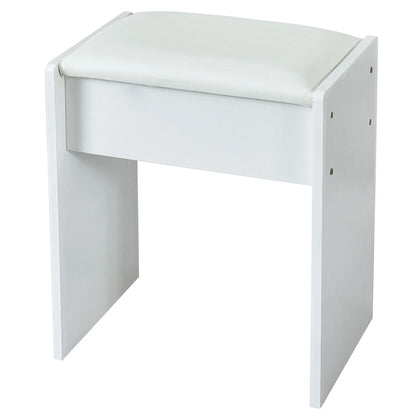 Schminkstuhl Weiß Holz MDF – Moderner Hocker Gepolstert für Frisiertisch & Schlafzimmer