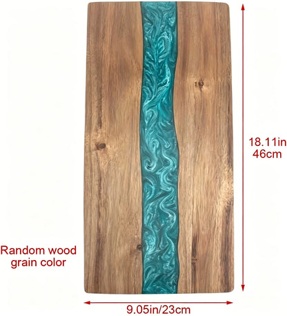 Schneidebrett Holz Epoxy Resin – Handgefertigtes Servierbrett aus Holz fuer Fleisch Kaese & Brot