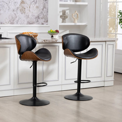 Barhocker 2er Set Formholz Schwarz – Premium Tresenstühle Höhenverstellbar & 360° Drehbar