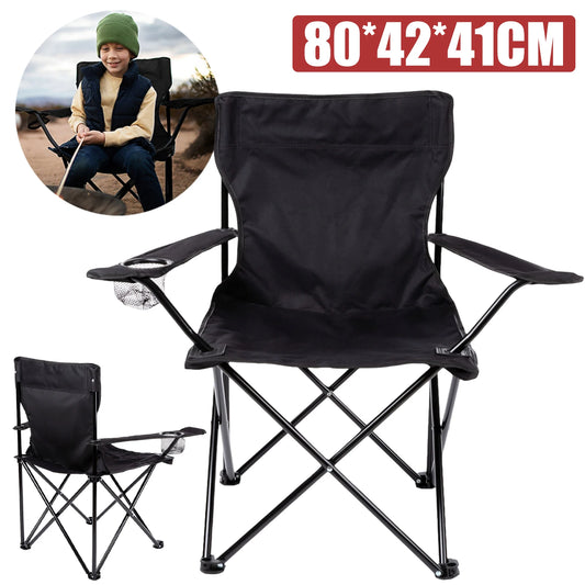 Campingstuhl Klappbar Schwarz – Moderner Faltstuhl mit Getraenkehalter & Tragetasche fuer Outdoor & Camping bis 100kg