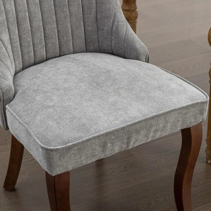 Esszimmerstuhl 2er Set Beige – Modernes Polsterstuhl Set aus Samt mit Nietenverzierung, Knopfung & Holzbeinen bis 127kg