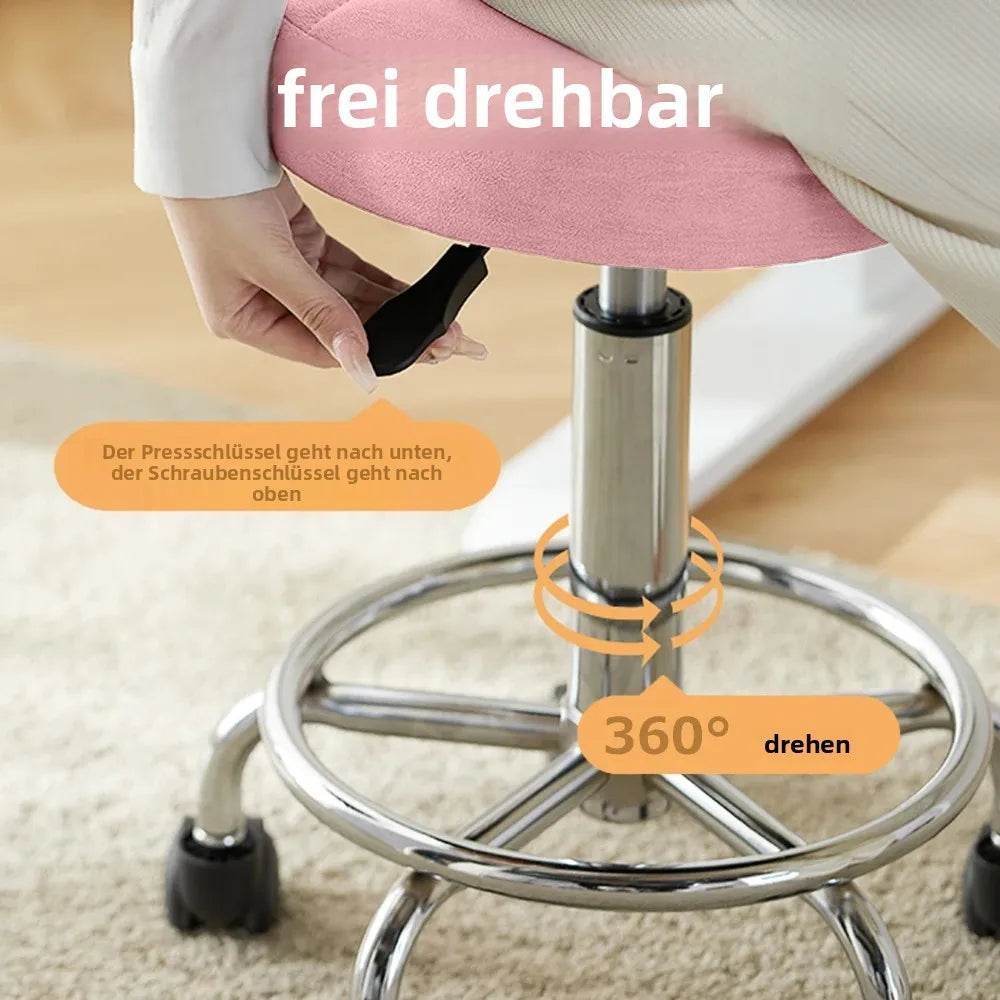 Bürostuhl Drehbar mit Rollen – Höhenverstellbarer Arbeitshocker & Salonstuhl mit Polsterung