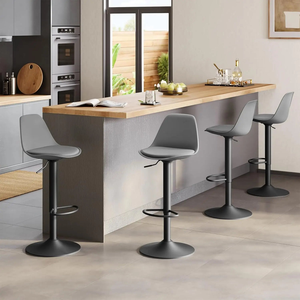 Moderne Barhocker 2er Set Kunstleder Höhenverstellbar – Drehbarer Tresenstuhl mit Metallfuss