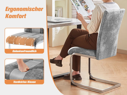 Esszimmerstuhl 4er Set Schwarz – Modernes Freischwinger Set aus PU Kunstleder mit Z-Form Metallgestell bis 120kg
