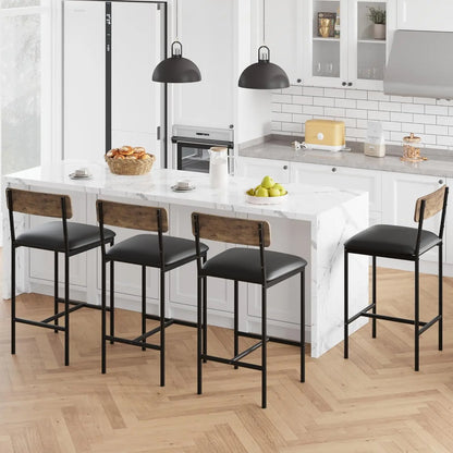 Modernes Stehtisch Set mit 2 Barhockern – Kompakte Esstisch Garnitur mit Regal für Küche