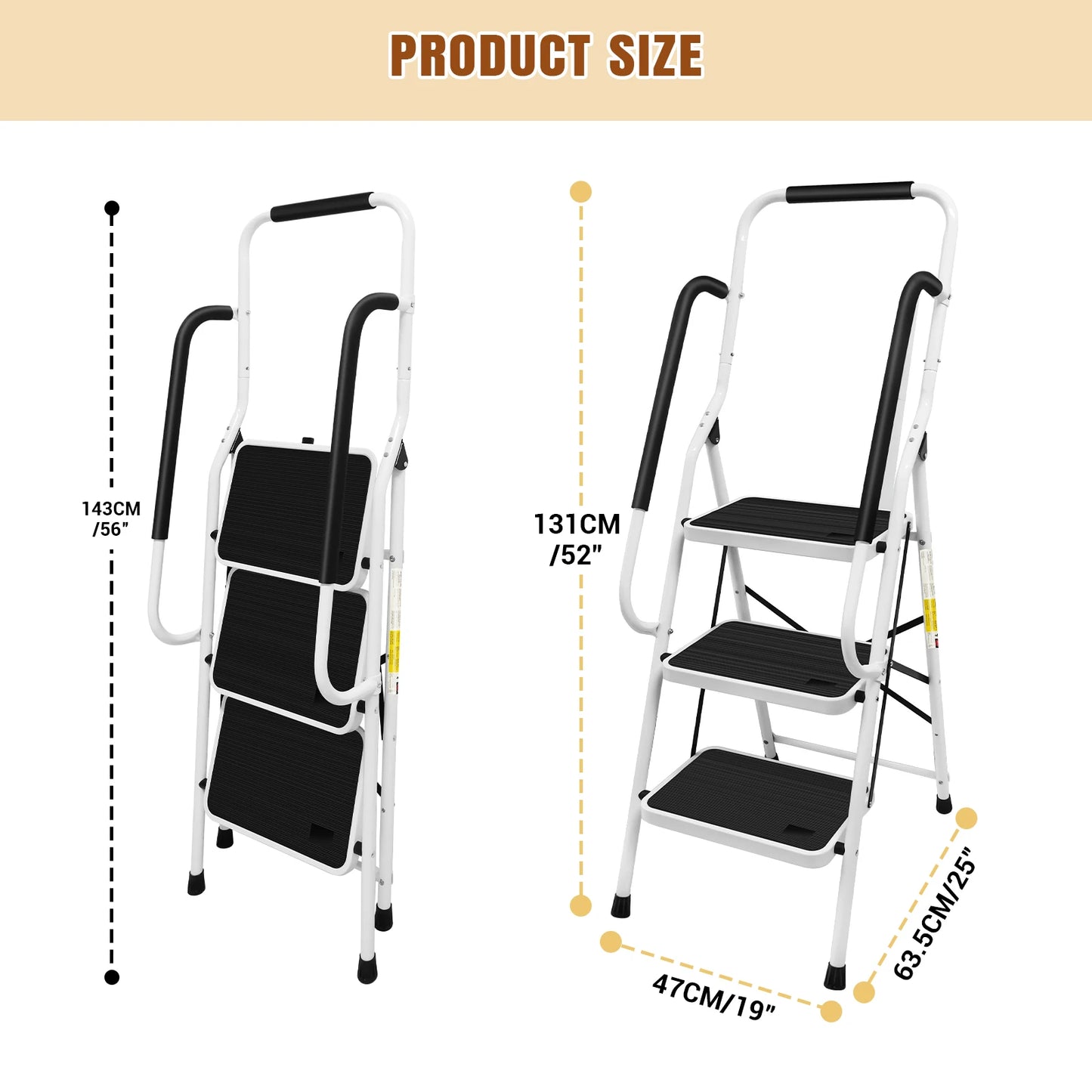 Bistrotisch Klappbar 60cm – Runder Stehtisch aus Metall fuer Balkon, Garten & Küche