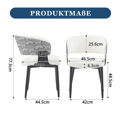Retro Mid-Century Esszimmerstühle 2er Set Kunstleder – Polstersessel mit Armlehnen Metall