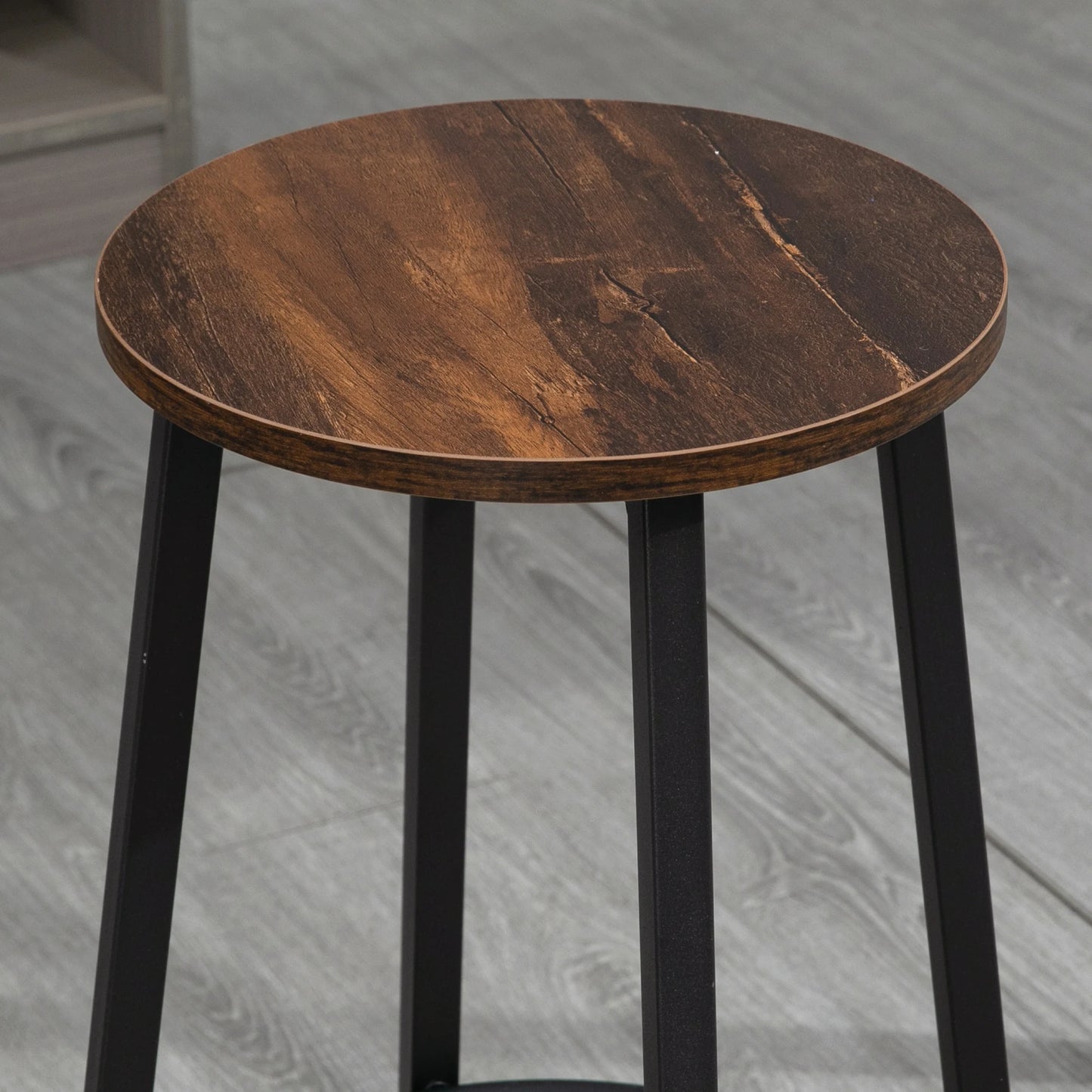 Barhocker 2er Set Industrial Braun & Schwarz – Rustikale Tresenstühle 65cm mit Fußstütze