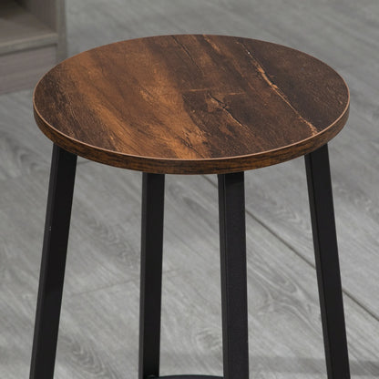 Barhocker 2er Set Industrial Braun & Schwarz – Rustikale Tresenstühle 65cm mit Fußstütze