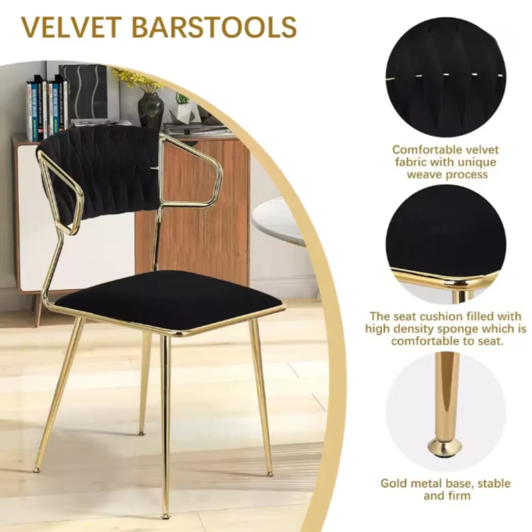 Esszimmerstuhl 2er Set Samt – Moderner Polsterstuhl mit Gold-Metallgestell & Ergonomischer Sitzschale