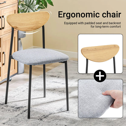 Esstisch Set 5-teilig Holzoptik Natur – Kompakter Esstisch mit 4 Polsterstühlen für die Küche