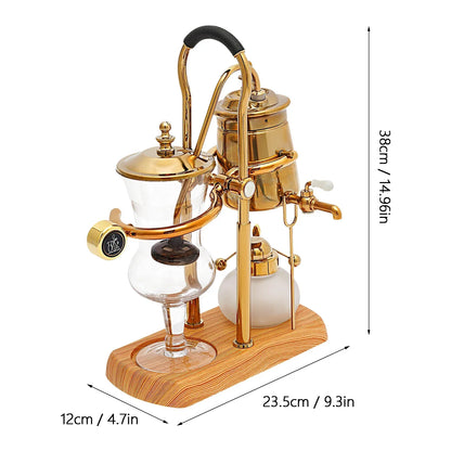 Belgische Siphon Kaffeemaschine Gold – Royale Belgische Kaffee-Siphon aus Edelstahl & Borosilikatglas