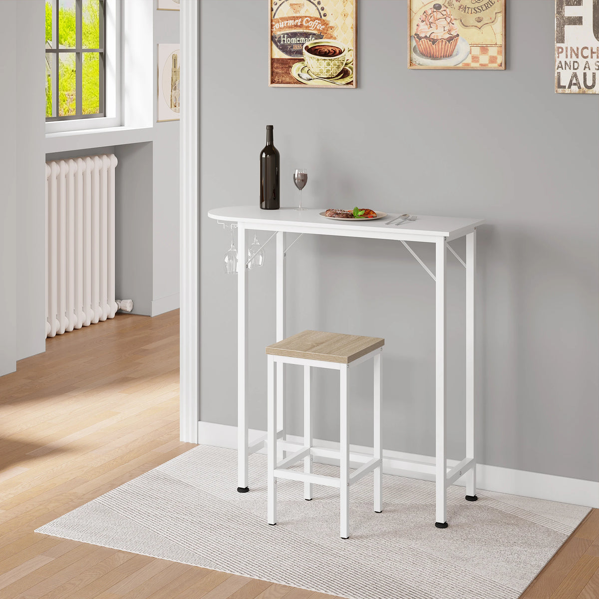 Barhocker 2er Set Industrie-Design 65cm – Kompakter Tresenstuhl aus Metall & Holz bis 120kg