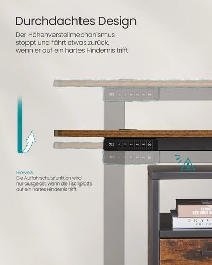 Elektrischer Stehschreibtisch 160x70 cm Schwarz – Ergonomischer Schreibtisch mit Memory-Funktion & Kabelmanagement