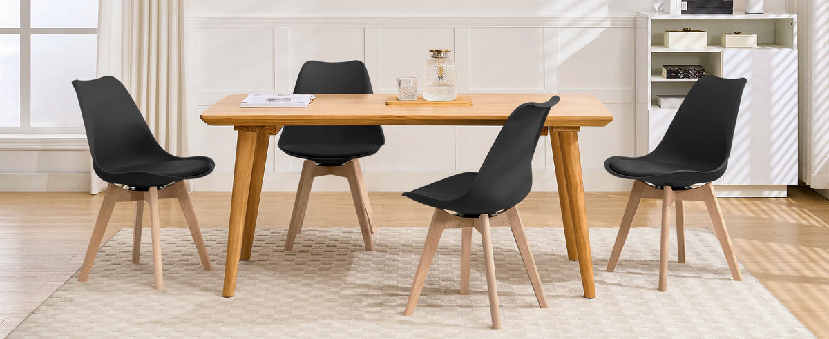 Esszimmerstühle 2er Set Drehbar – Moderner Polsterstuhl aus Kunstleder & Massivholz