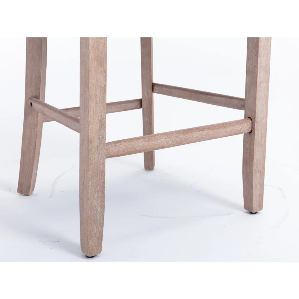 Moderne Samt Barhocker 2er Set mit Nietendekor – Elegante Tresenstühle aus Massivholz