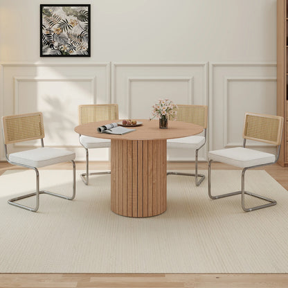 Freischwinger 2er Set Modern – Polsterstuhl Set aus Teddy-Samt & Rattan-Rueckenlehne mit Metallgestell