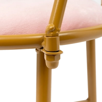 Schminktisch Stuhl Rosa mit Schmetterling Rückenlehne – Moderner Samt Kosmetikstuhl Gold