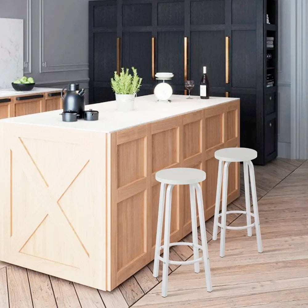 WOLTU Barhocker 2er Set Metall 72cm – Moderne Tresenstühle Holzoptik für Küche & Bar